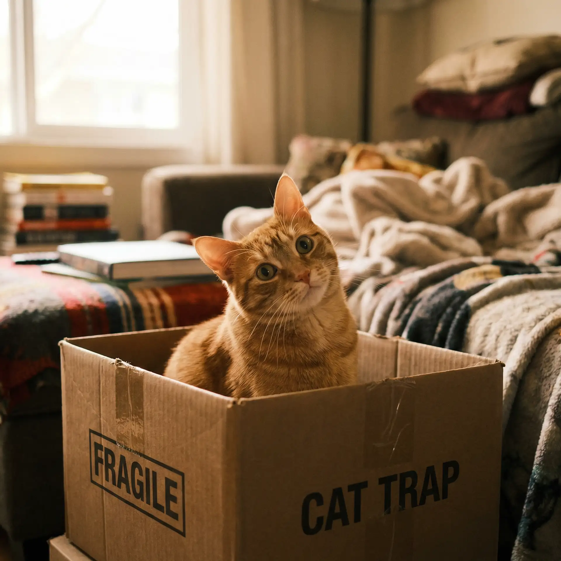 橘猫躲在纸箱里 - 情迷曼哈顿